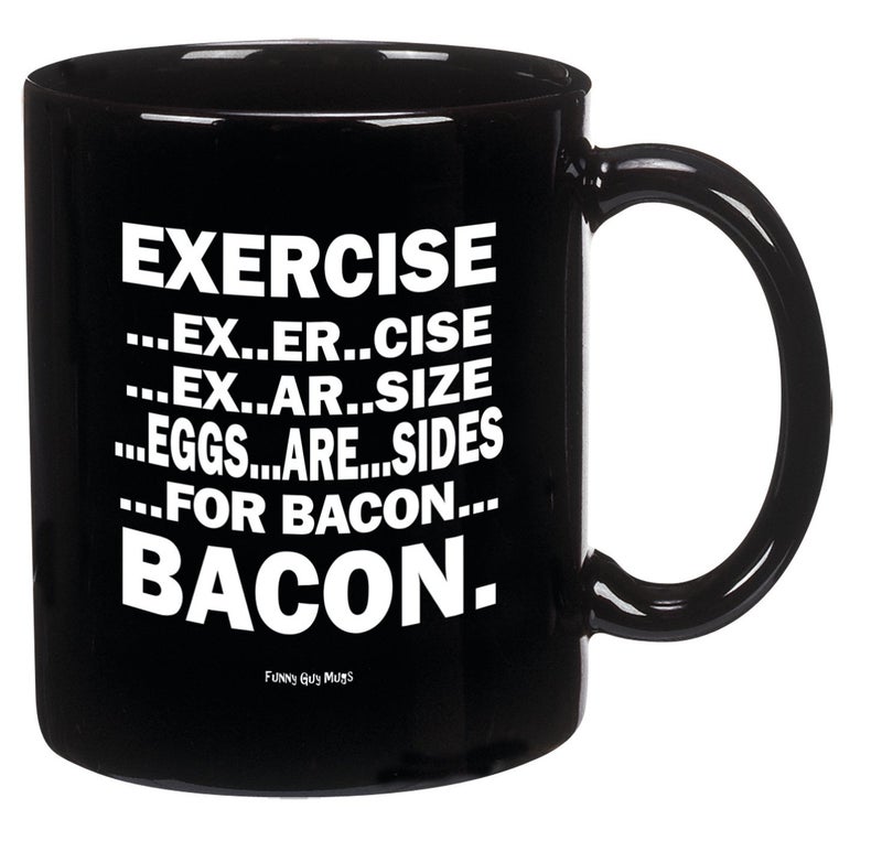 Funny Guy Mugs Eggs Are Sides For Bacon Ceramic Coffee Mug - 11oz - Ideal Funny Coffee Mug for Women and Men - Hilarious Novelty Coffee Cup with Witty Sayings - Image 1